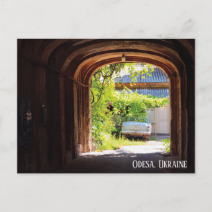 Retro Car und Mailboxen Odesa Ukraine Postkarte