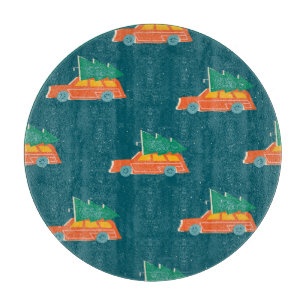 Retro Car Weihnachtsbaum Muster Schneidebrett