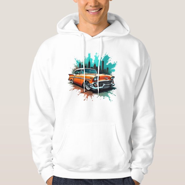 Retro Car with City Splash Graffiti Style Hoodie (Vorderseite)
