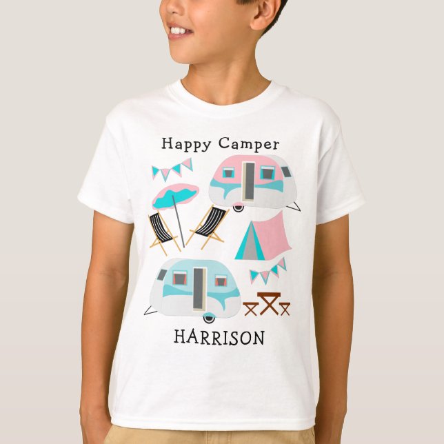 Retro Caravan Camping Niedlich P T-Shirt (Vorderseite)