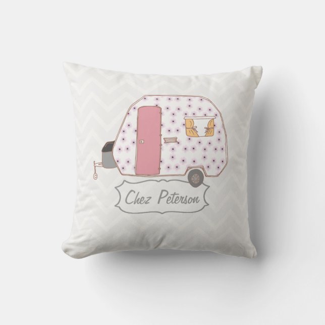 Retro Caravan Zickzack Kissen (Vorderseite)