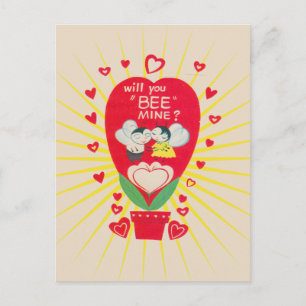 Retro Card für Valentinstag Bee mine Feiertagspostkarte