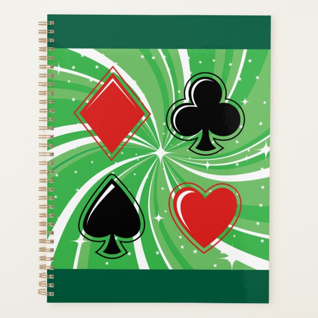 Retro Card Suits Vibrant Red and Black Planer (Vorderseite)