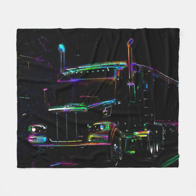 Retro Cargo Truck Art Fleecedecke (Vorderseite (Horizontal))