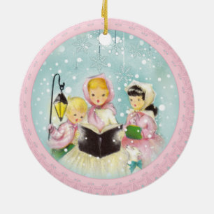 Retro Carolers-Weihnachtsfeiertags-Baum-Verzierung Keramikornament