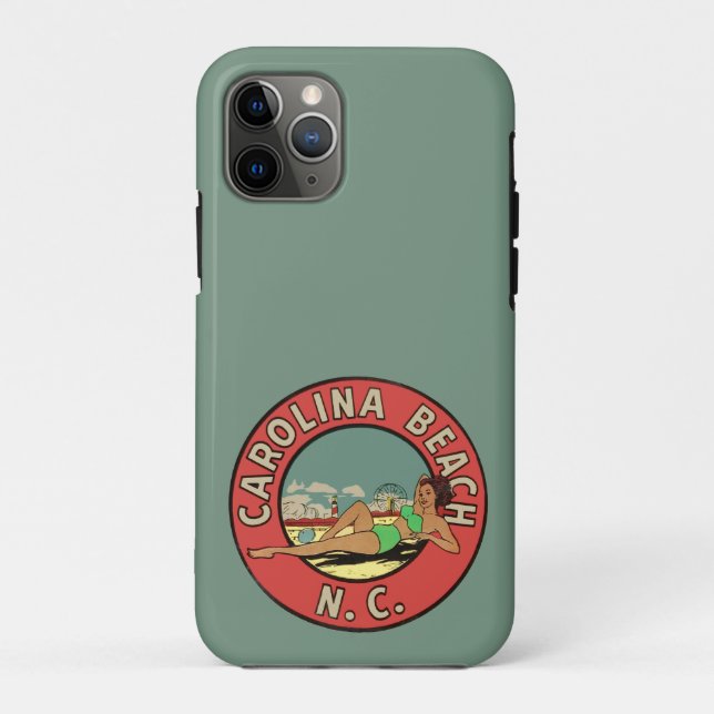 Retro Carolina Beach Rundel Case-Mate iPhone Hülle (Rückseite)