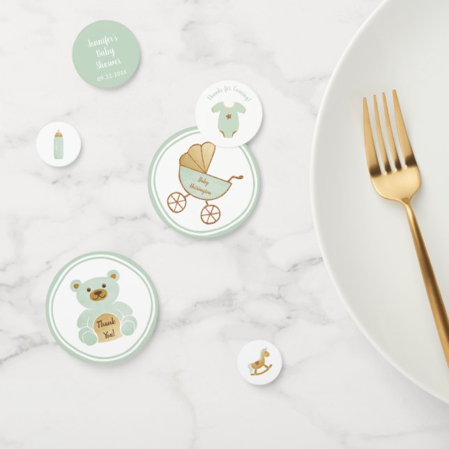 Retro Carriage Toys Bottle Mint Gold Baby Dusche Konfetti (Gruppe)