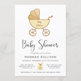 Retro Carriage Yellow Gold Watercolor Dusche Einladung