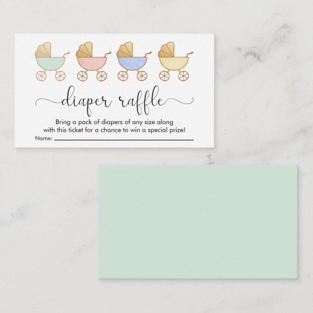 Retro Carriages Diaper Raffle Baby Dusche Begleitkarte (Vorne/Hinten)