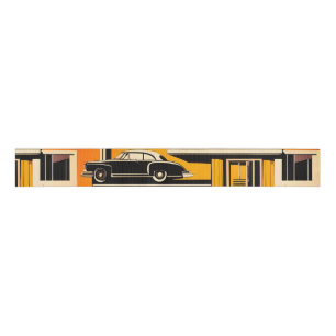 Retro Cars Geometric Mustard Mid Century Ripsband