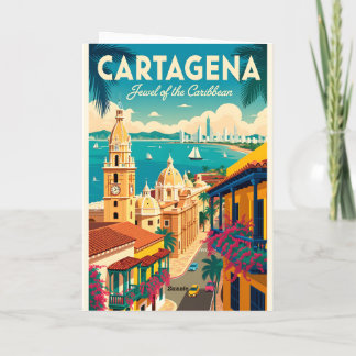 Retro Cartagena Kolumbien Vintage Reise Wandkunst Karte