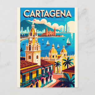 Retro Cartagena Kolumbien Vintage Reise Wandkunst Postkarte