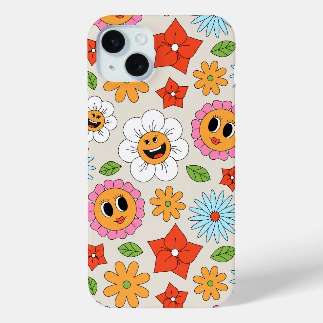Retro Cartoon Blume Whimsical Happy Fun Case-Mate iPhone Hülle (Rückseite)