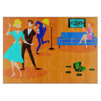 Retro Cartoon Cocktail Party Cutting Board