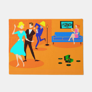Retro Cartoon Cocktail Party Dose Mat Fußmatte