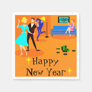 Retro Cartoon Cocktail Party Einmal pro Tag Serviette