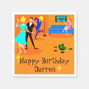 Retro Cartoon Cocktail Party Einweg Napkins Serviette