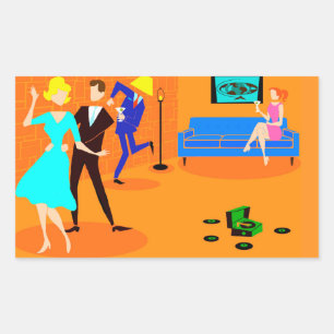 Retro Cartoon Cocktail Party Stickers