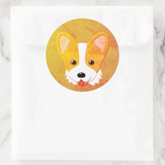 Retro-Cartoon-Corgi  Runder Aufkleber (Tasche)