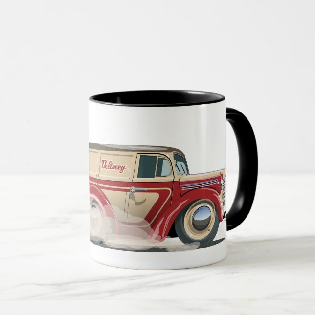 Retro Cartoon delivery van Tasse (VorderseiteRechts)