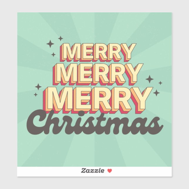 Retro Cartoon Design frohe Weihnachtsübersicht Aufkleber (Blatt)