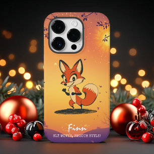Retro-Cartoon-Fuchs bei Sonnenuntergang Case-Mate iPhone 14 Pro Hülle