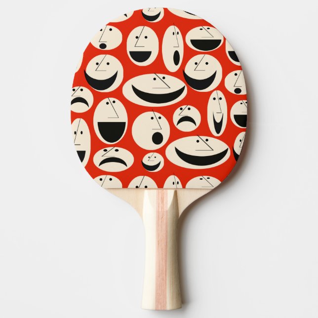 Retro Cartoon gegenüber Muster Ping Pong Paddel Tischtennis Schläger (Vorderseite)
