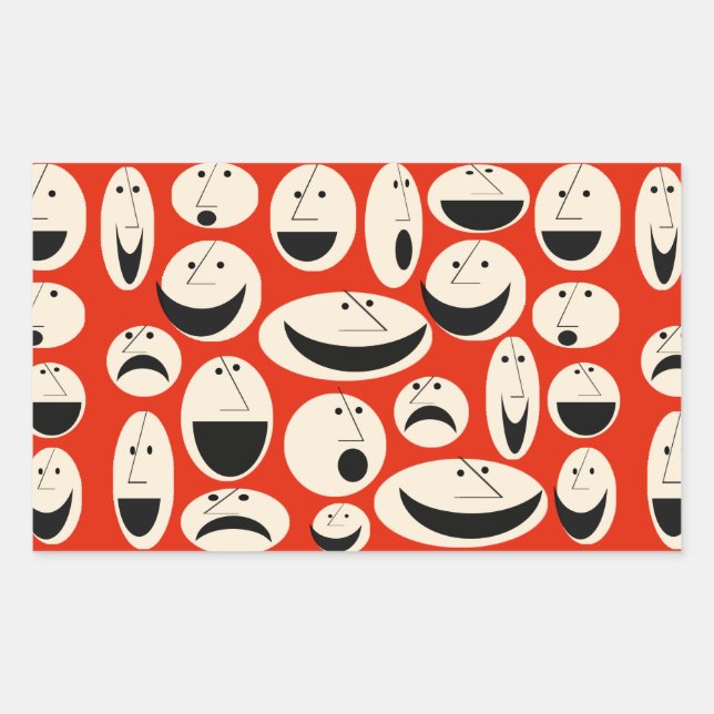 Retro-Cartoon gegenüber Muster-Rechteck-Sticker Rechteckiger Aufkleber (Vorderseite)