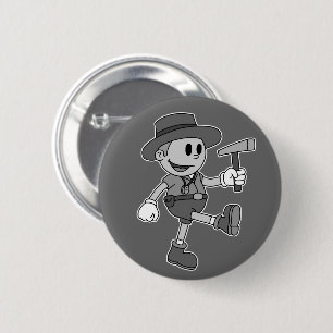 Retro-Cartoon-Geologe (Schwarz-Weiß) Button