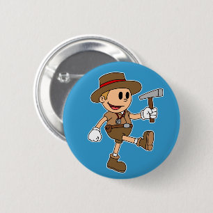 Retro Cartoon Geologin Button