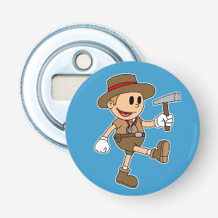 Retro Cartoon Geologist (Farbe) Flaschenöffner