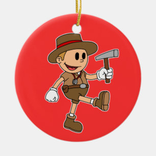 Retro Cartoon Geologist (Name hinzufügen) Keramik Ornament
