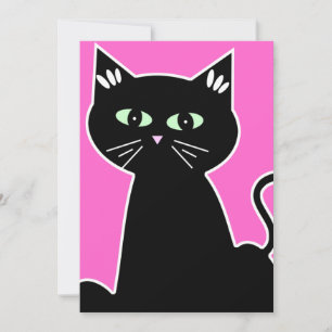 Retro Cartoon Green Mit Augen Cat Party Einladung