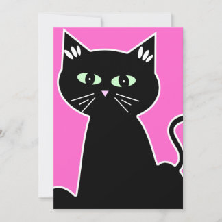 Retro Cartoon Green Mit Augen Cat Party Einladung