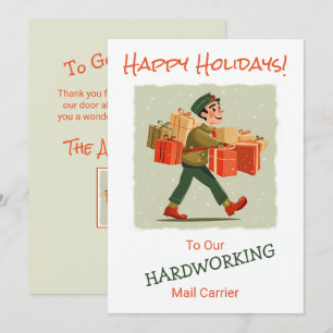 Retro Cartoon Mail Man Flat Holiday Card Feiertagskarte