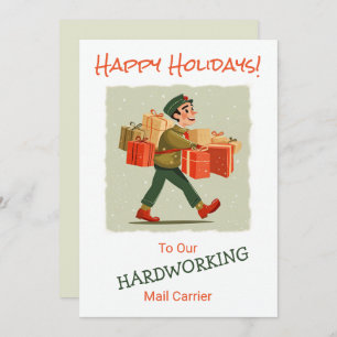 Retro Cartoon Mail Man Flat Holiday Card Feiertagskarte
