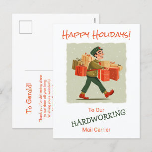 Retro Cartoon Mail Man Postkarte