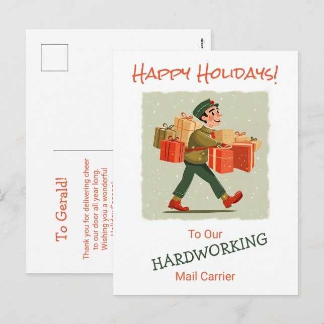 Retro Cartoon Mail Man Postkarte (Vorne/Hinten)