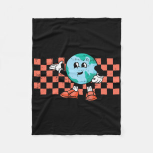 Retro Cartoon Planet Erde Tag Umwelt Natur Fleecedecke