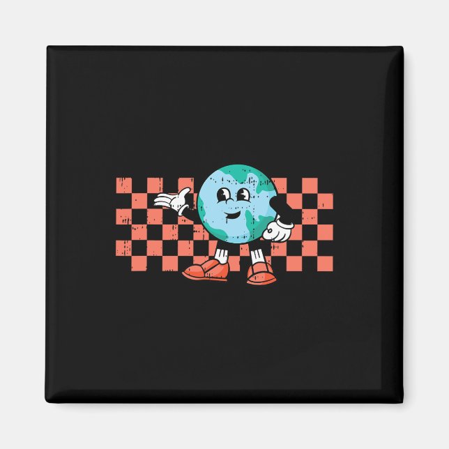 Retro Cartoon Planet Erde Tag Umwelt Natur Magnet (Vorne)