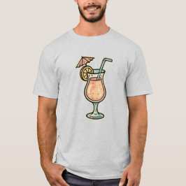 Retro Cartoon Tropical Drinks Art T-Shirt