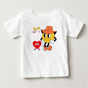  Retro-Cartoonfiguren: Cowboy-Smiley, gehend  Baby T-shirt