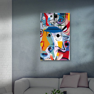 Retro Cartoonish Cubist Doodles 01 Leinwanddruck