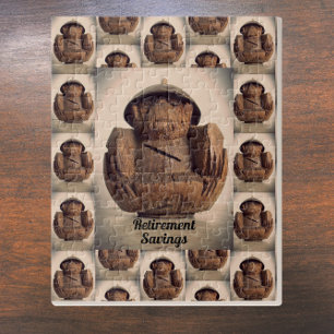 Retro Carved Coconut Monkey Bank Puzzle