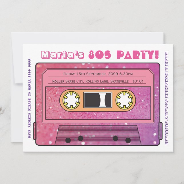 Retro Casette Tape 80er Party Einladung (Vorderseite)