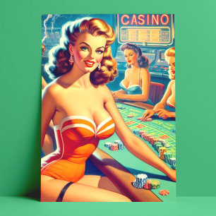 Retro Casino Postkarte