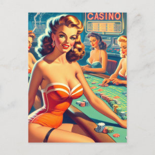 Retro Casino Postkarte