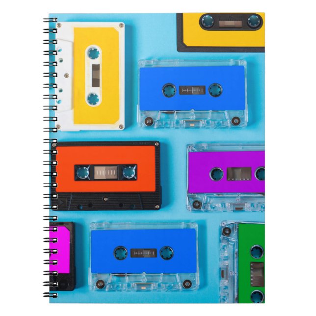Retro Cassette: Blue Background Collection Notizblock (Vorderseite)