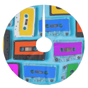 Retro Cassette: Blue Background Collection Polyester Weihnachtsbaumdecke