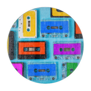 Retro Cassette: Blue Background Collection Schneidebrett